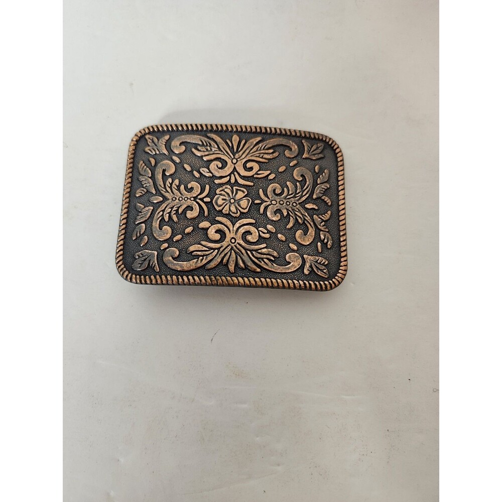 MAFCO Gold Filigree flower Black belt buckle 3 in x 2.25 in
